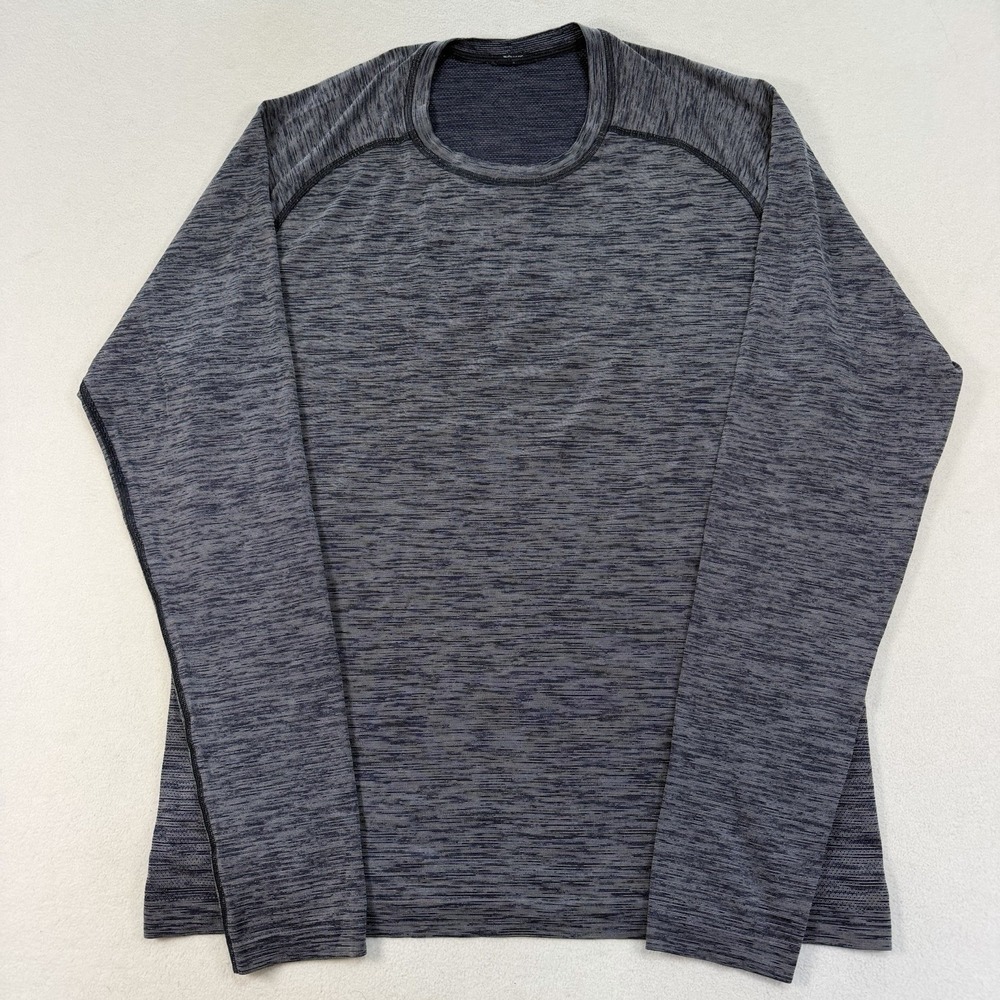 Lululemon Metal Tech Vent T-Shirt Mens Large Blue Time To Get Sweaty Long Sleeve